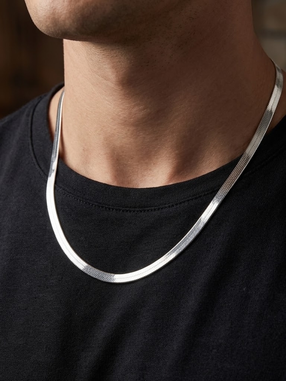 925 Silver Herringbone Chain Necklace - Sleek Silver Finish